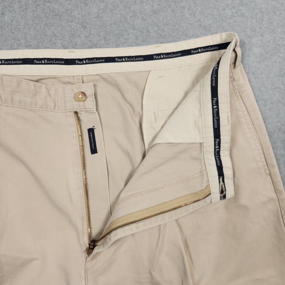 Vintage Polo Ralph Lauren Hammond Pant 40x30 (Act 38x30) Tan Pleated Chino USA - Picture 4 of 16